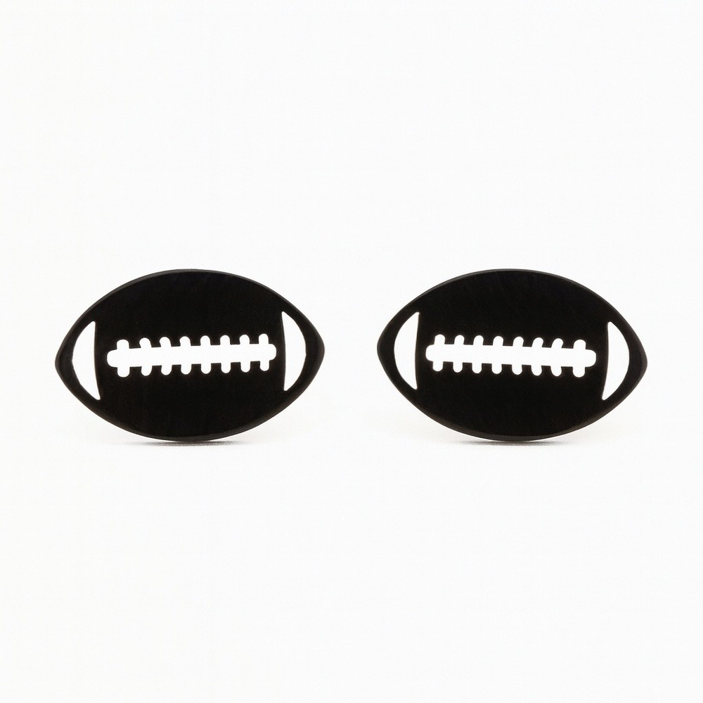 Black Football‎ Earrings Studs for Women Sports Jewelry NFL Stainless Steel